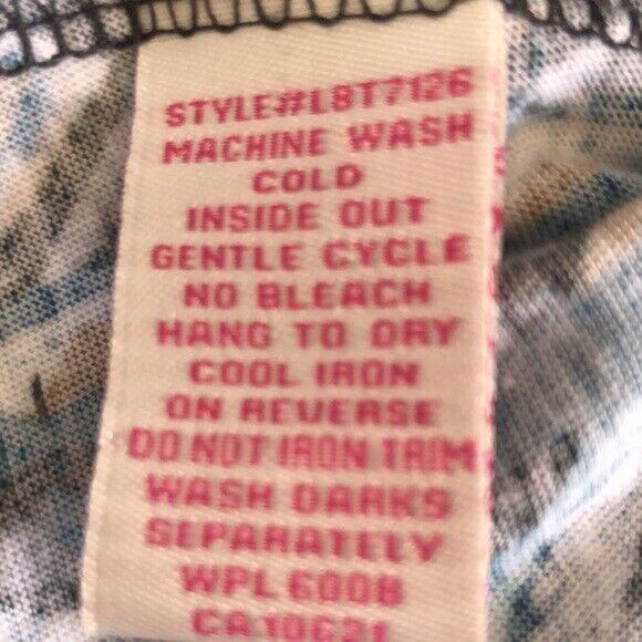 Panhandle Size XL Women's V Neck Cutout Long Sleeve Blue Aztec Southwest Top - Picture 5 of 7